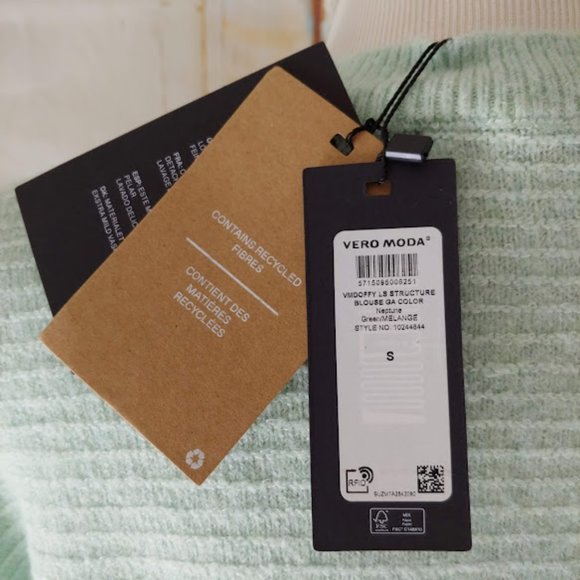 NWT Vero Moda soft textured crew neck long sleeve sweater/size s/minty green - Picture 9 of 10